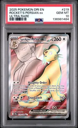 PSA 10 TEAM ROCKET'S PERSIAN EX 219/182 ULTRA RARE DESTINED RIVALS POKEMON 😍 - Image 1
