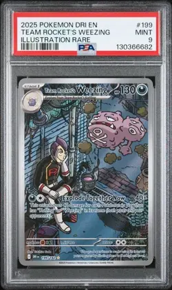Pokemon 2025 Destined Rivals Team Rockets Weezing IR #199/182 PSA 9 - Image 1