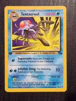 1st Edition Tentacruel Fossil Pokemon Card LP 44/62 Uncommon - Image 1