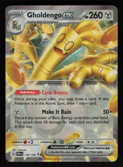 Gholdengo ex - 139/182 SV04: Paradox Rift Double Rare Pokemon TCG Card NM - Image 1