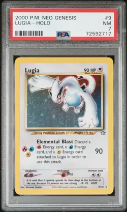 PSA 7 Near Mint 2000 Pokemon Neo Genesis Unlimited Lugia 9/111 Holo Rare Card - Image 1