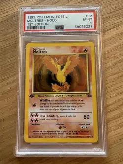 1999 POKEMON FOSSIL 1ST EDITION #12/62 MOLTRES HOLO - MINT - PSA 9 - Image 1