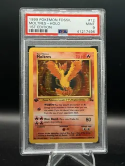 1999 Pokemon Fossil Moltres - Holo 1st Edition #12 PSA 9 - Image 1