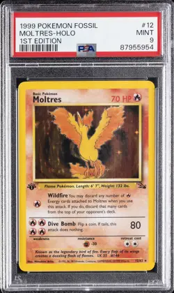1999 POKEMON FOSSIL 1ST EDITION #12 MOLTRES-HOLO PSA 9 - Image 1