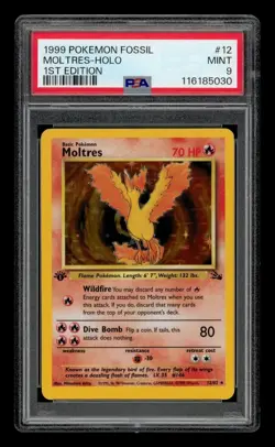 1999 Pokemon Fossil 1st Edition: # 12 Moltres-Holo PSA 9 MINT - Image 1