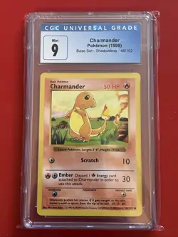 Pokemon TCG Charmander Base Set Shadowless 46/102 CGC 9 Mint - Image 1