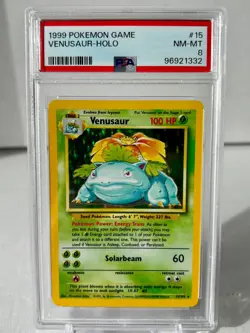 1999 Pokemon Game Venusaur 015/102 Base Set Holo PSA 8 - Image 1