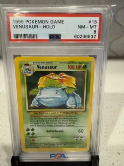 PSA 8 Venusaur 015/102 Base Set Holo NM-MT Pokemon #15 - Image 1