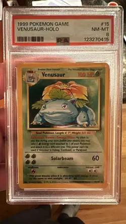 1999 Pokemon TCG Venusaur 015/102 Base Set Holo PSA 8 - Image 1