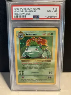 PSA 8 Venusaur 015/102 Shadowless Holo Base Set Pokemon Card - Image 1