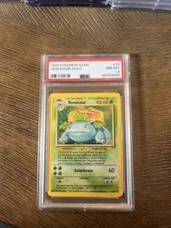 1999 Pokemon Game Venusaur 015/102 Base Set Holo-PSA 8 NM-MT - Image 1