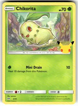 Chikorita Non-Holo Pokemon McDonald's 25th anniversary Promo 2/25 NM - Image 1