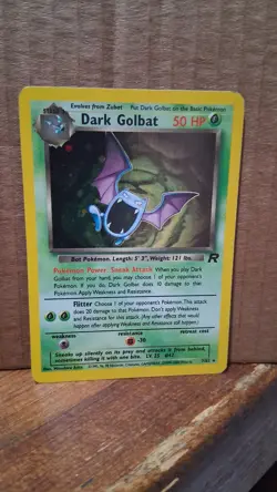 2000 Pokemon Dark Golbat Holo Rare TCG Card 7/82 Unlimited NM Vintage Rare HP - Image 1