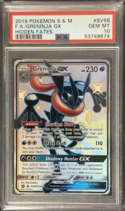 2019 POKEMON SUN & MOON HIDDEN FATES FA/GRENINJA GX#SV56 HIDDEN FATES PSA 10 - Image 1
