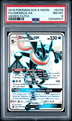 2019 POKEMON SUN & MOON HIDDEN FATES #SV56 FULL ART/GRENINJA GX PSA 8 - Image 1