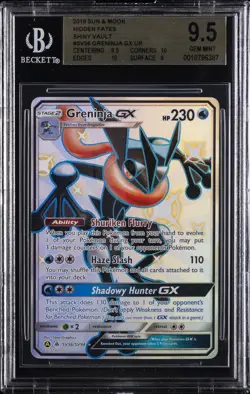2019 POKEMON SUN & MOON HIDDEN FATES #SV56 FULL ART/GRENINJA GX BGS 9.5 - Image 1