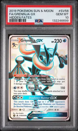 GRENINJA GX 2019 Pokemon Sun & Moon Hidden Fates #SV56 Full Art PSA 10 - Image 1