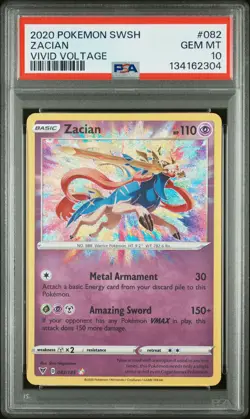 2020 POKEMON SWORD & SHIELD VIVID VOLTAGE #082 ZACIAN PSA 10 - Image 1
