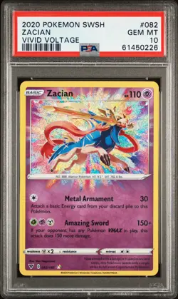 2020 POKEMON SWORD & SHIELD VIVID VOLTAGE #082 ZACIAN PSA 10 - Image 1