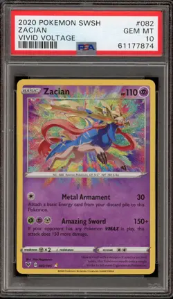 Pokemon Zacian Vivid Voltage Amazing Rare #082 PSA 10 Gem Mint - Image 1