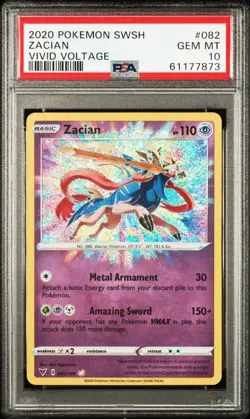 2020 POKEMON SWORD & SHIELD VIVID VOLTAGE #082 ZACIAN PSA 10 - Image 1