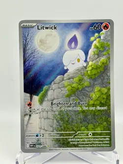 Pokemon TCG 2025 Litwick 101/086 White Flare Holo Illustration Rare NM - Image 1