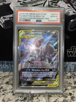 Mewtwo & Mew GX Tag Team SM191 Pokemon Black Star Promo - PSA 10 Gem Mint - Image 1