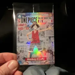 Bandai One Piece CCG Monkey.D.Luffy Leader Promo Full Art Holo US Voyage Card - Image 1