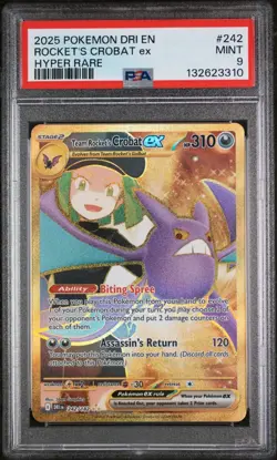 2025 Pokemon Team Rocket's Crobat ex 242/182 Sv10: Destined Rivals Holo PSA 9 - Image 1
