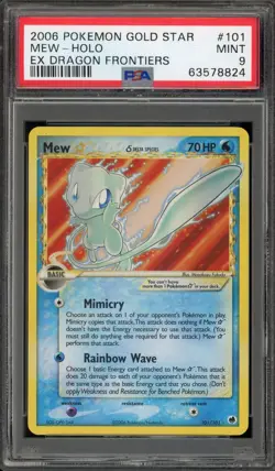Pokemon Mew Gold Star EX Dragon Frontiers Holo Ultra Rare #101 PSA 9 Mint - Image 1