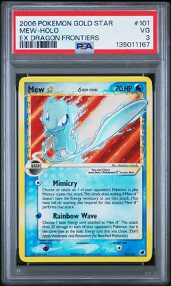 2006 POKEMON EX DRAGON FRONTIERS GOLD STAR #101 MEW-HOLO PSA 3 - Image 1