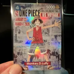 Bandai One Piece CCG Monkey.D.Luffy Promo Holo 5000 Power US Voyage Card - Image 1