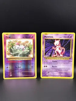 Pokemon TCG Mew Reverse Holo + Mewtwo Non-Holo Rare XY Evolutions 53/108 51/108 - Image 1