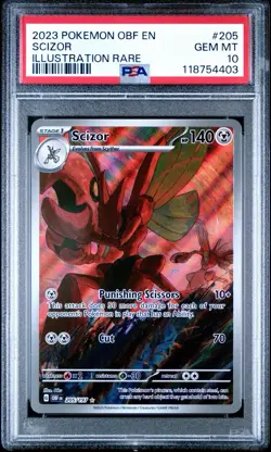 Pokemon 2023 Scizor 205/197 Illustration Rare Obsidian Flames GEM MINT PSA 10 - Image 1