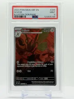 2023 Pokemon SCIZOR #205/197 Obsidian Flames ILLUSTRATION RARE Holo - PSA 9 🔥 - Image 1
