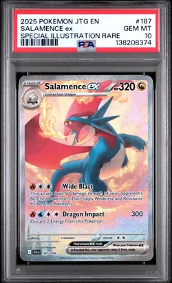 2025 POKEMON JTG EN-JOURNEY TOGETHER #187 SALAMENCE EX PSA 10 - Image 1