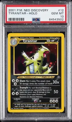 2001 POKEMON NEO DISCOVERY #12 TYRANITAR-HOLO PSA 10 - Image 1