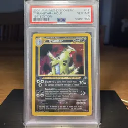 POKEMON NEO DISCOVERY 12 TYRANITAR HOLO 1ST EDITION 2001 PSA 10 GEM MINT - Image 1
