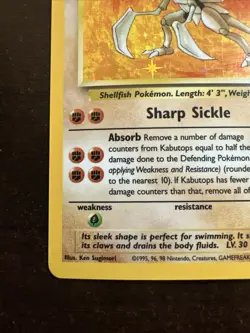 Kabutops 9/62 Holo Rare BINDER DENT Pokemon TCG Fossil WOTC BINDER DENT - Image 5