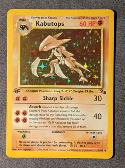 Kabutops - 9/62 - Pokemon Fossil 1st Edition Holo Rare Card WOTC - LP - Image 1
