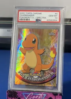 2000 TOPPS CHROME POKEMON T.V. SPECTRA #4 CHARMANDER PSA 10 - Image 1
