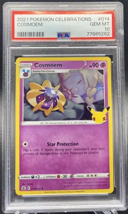 PSA 10 GEM MT Cosmoem Celebrations 2021 Pokemon Card 014/025 - Image 1