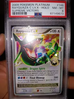 Pokemon TCG Rayquaza C LV.X Holo Card Platinum Supreme Victors 146/147 PSA 8 - Image 1