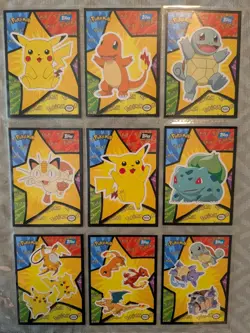 1999 Pokemon The 1st Movie Mewtwo Sticker Puzzle Chase Card Set (9) Blue & Black - Image 2