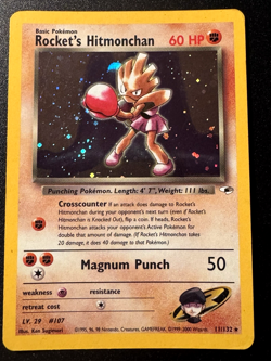 Rocket's Hitmonchan 11/132 Gym Heroes Pokemon Card Holo Foil Rare MP - Image 1