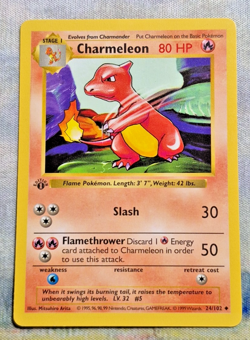 1st Edition SHADOWLESS Charmeleon 24/102 Base Set Non Holo 1999 Pokemon NM Mint - Image 1