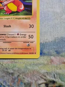 1st Edition SHADOWLESS Charmeleon 24/102 Base Set Non Holo 1999 Pokemon NM Mint - Image 3