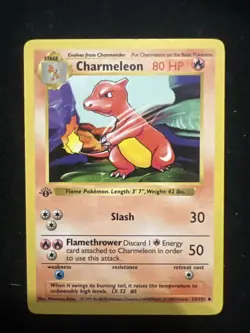 1st Edition SHADOWLESS Charmeleon 24/102 Base Set Non Holo 1999 Pokemon Card - Image 1