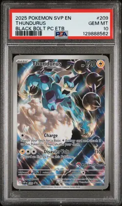2025 POKEMON BLACK BOLT POKEMON CENTER ETB PROMO SVP #209 THUNDURUS PSA 10 - Image 1