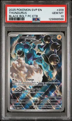 2025 POKEMON BLACK BOLT POKEMON CENTER ETB PROMO SVP #209 THUNDURUS PSA 10 - Image 1